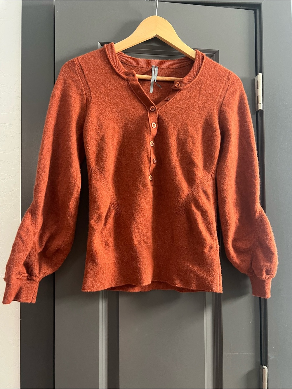Anthropologie Wool/Cashmere blend button up Henley sweater szM